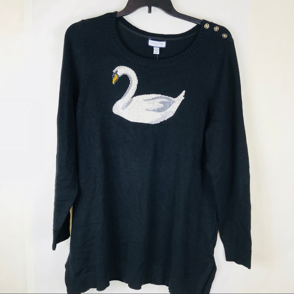 Charter club swan sweater plus sizes black AA36 - Picture 2 of 6
